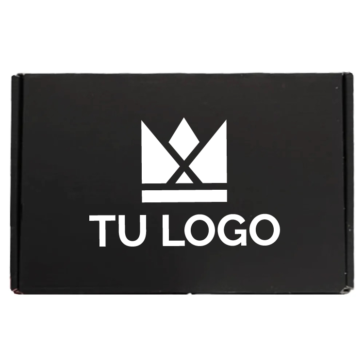 100 Cajas negras de Microcorrugado de 33X24X9 cm con impresión