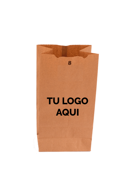 500 Bolsa de papel Kraft del N°8 con impresión a 1 tinta