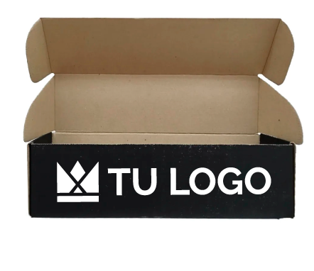 100 Cajas negras de Microcorrugado de 34X9X9 cm con impresión