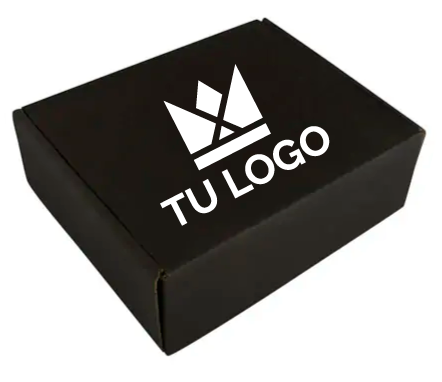 100 Cajas negras de Microcorrugado de 25X17X8 cm con impresión