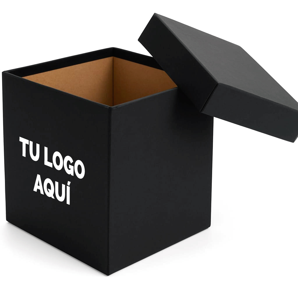 100 Cajas Negras Impresas de Microcorrugado con Tapa