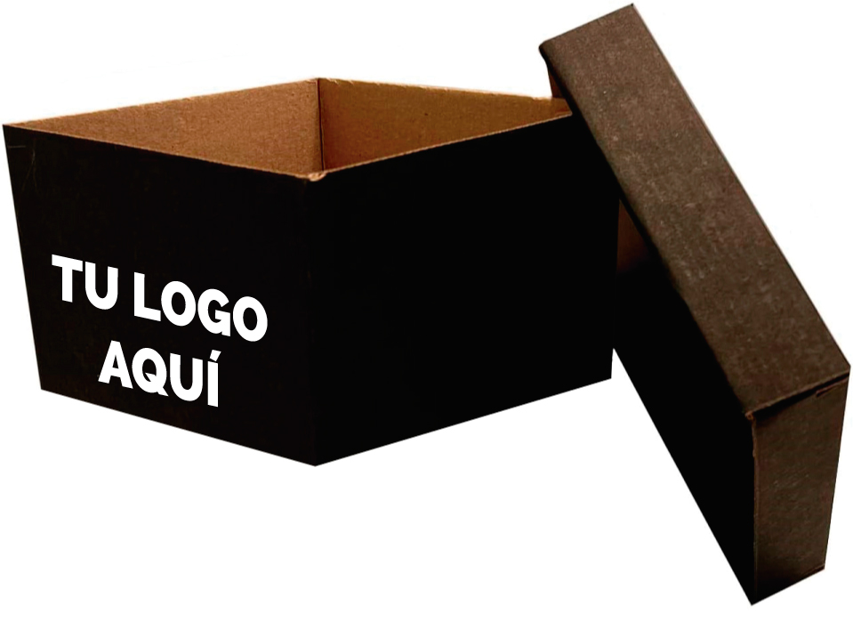 100 Cajas Negras Impresas de Microcorrugado con Tapa de 36 CM