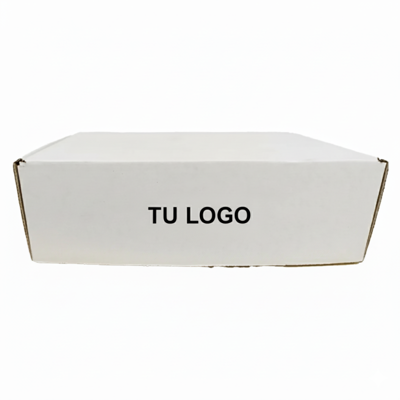 100 Cajas Blancas de corrugado de 33X24X9 cm con impresión
