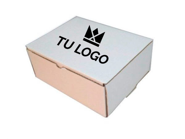 100 Cajas Blancas de corrugado con impresión