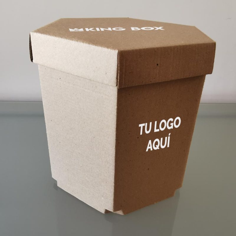 100 Cajas hexagonales chicas con tapa - Con impresión