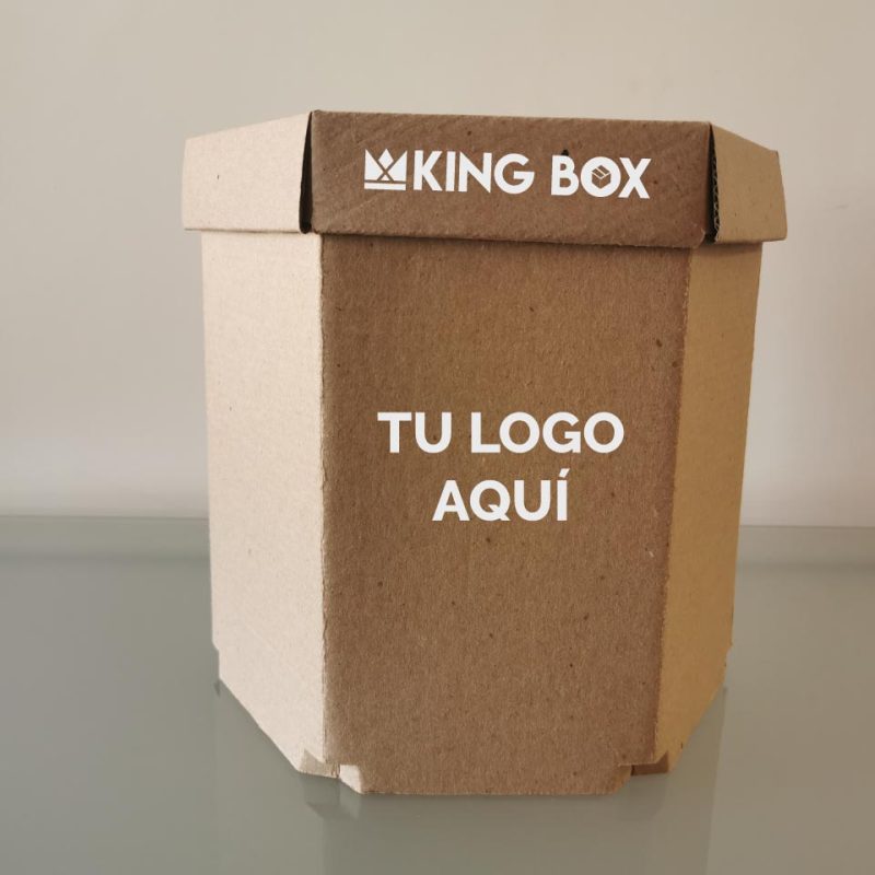100 Cajas hexagonales grandes con tapa - Con impresión